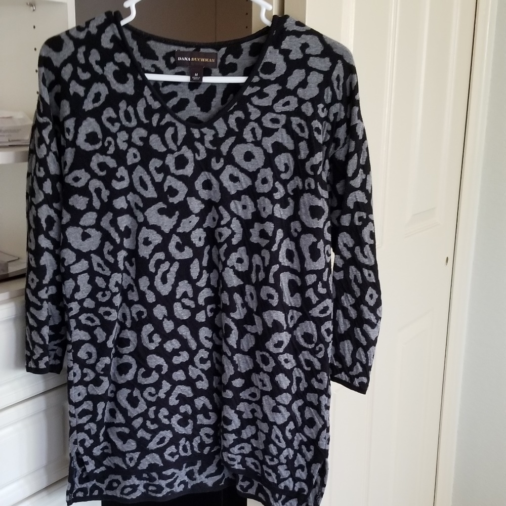 Leopard Print, Black and Gray Tunic - EUC